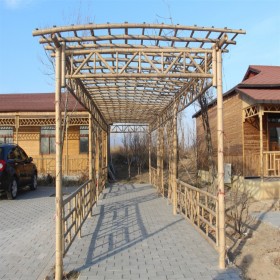 竹長廊定制 竹花架廊亭 農(nóng)家樂竹制建筑 竹別墅工程 戶外竹長廊定制