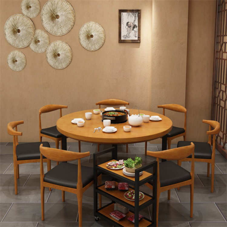 火鍋店家具 復(fù)古防火飾面板圓形火鍋?zhàn)? onmouseover=