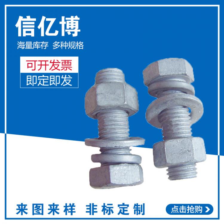 工廠現(xiàn)貨熱鍍鋅六角鐵塔螺栓 電力螺6.8級(jí)外六角螺栓 信億博