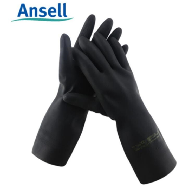 安思爾 Ansell87-950橡膠防化學(xué)實(shí)驗(yàn)室耐酸堿防護(hù)勞保工作手套 1雙