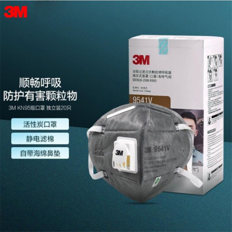 3M 9541v KN95級別 活性炭口罩 耳帶式 1盒20個裝