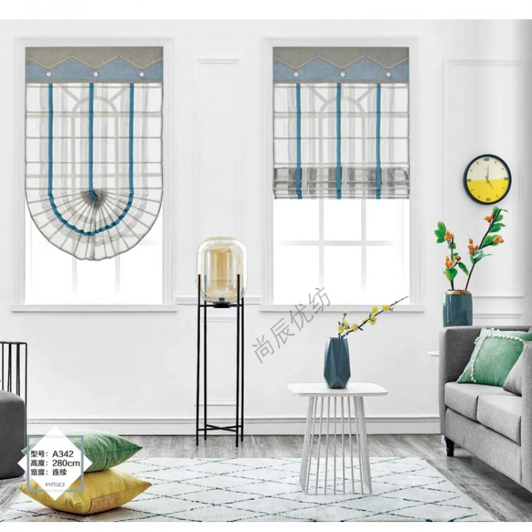 羅馬簾 紗質(zhì)面料 清新條紋 疊簾 成都窗簾廠家 批發(fā)直銷(xiāo)