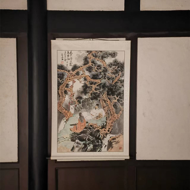 傳統(tǒng)國畫 純手繪人物工筆畫 中式房屋客廳裝飾畫