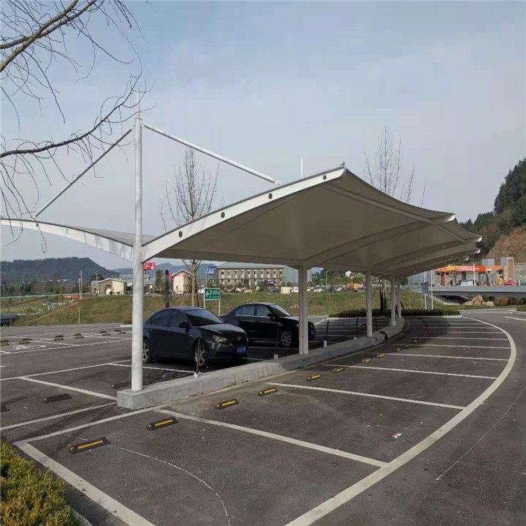 戶外雙開自行車棚 電動電瓶車充電樁 全國安裝小區(qū)張拉膜結構車棚