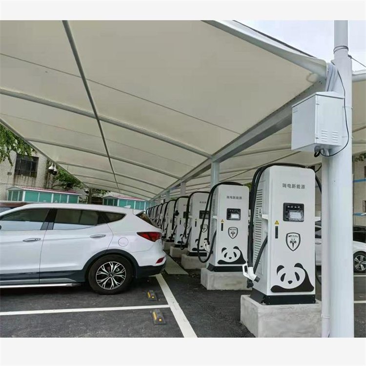 膜結構車棚設計防曬張拉膜結構充電樁遮陽棚