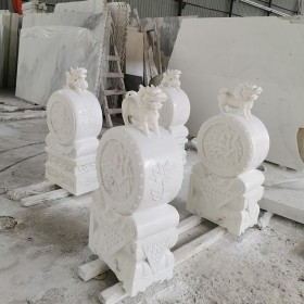供應(yīng)漢白玉抱鼓 門墩石鼓 庭院門口擺件抱鼓 廠家定做