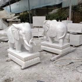 定制漢白玉石雕大象 動(dòng)物雕像 可定制 廠家直銷