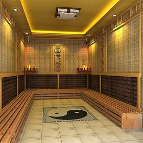成都黃金能量石汗蒸房上門設(shè)計安裝 汗蒸館5-20平米裝修承建  汗蒸房廠家智恒